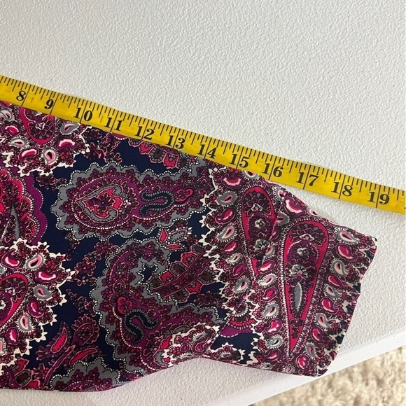 Talbots 2XP Blouse Shirt Top 3/4 Peplum Sleeve Paisley Print Multicolor Side Zip - Picture 8 of 8
